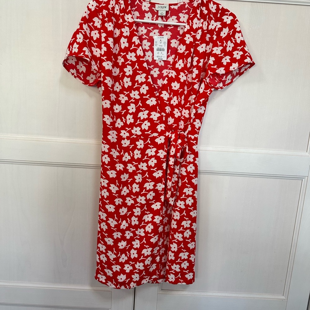 Red Floral Wrap Dress